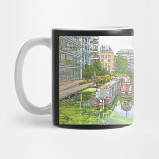 Colour Sketch Kingsland Basin, Regent's Canal, Hackney, East London Mug